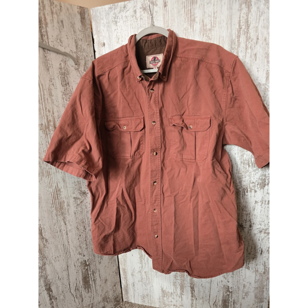 Field & Stream Heavy Duty Rustic Red Cotton Short Sleeve Button Down Shirt XL